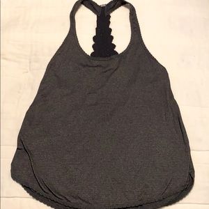 RARE Lululemon black striped lace racer back tank
